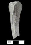Crock with no visible decoration.  Fragment in cross section.
